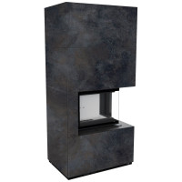 Камин Kratki FLOKI BOX прав 8 kW Ø 160 в строении из керамогранита OSSIDO NERO