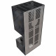 Камин Kratki FLOKI BOX прав 8 kW Ø 160 в строении из керамогранита OSSIDO NERO