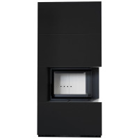 Камін Kratki FLOKI BOX правий 8 kW Ø 160 в обудові модульній  ZIMBABWE NERO