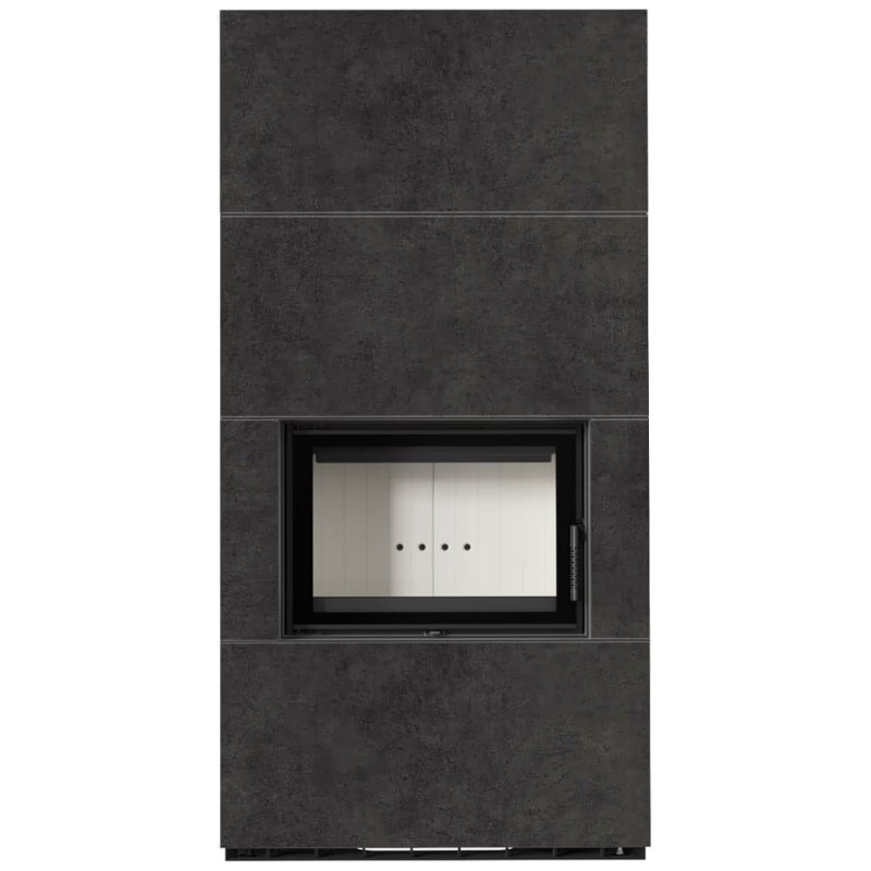 Камин Kratki FLOKI BOX 8 kW Ø 160 в строении из керамогранита FOKOS GRAFITE