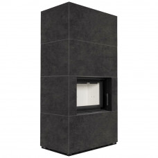 Камин Kratki FLOKI BOX 8 kW Ø 160 в строении из керамогранита FOKOS GRAFITE