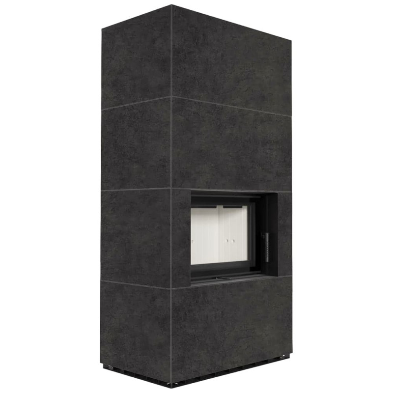 Камин Kratki FLOKI BOX 8 kW Ø 160 в строении из керамогранита FOKOS GRAFITE