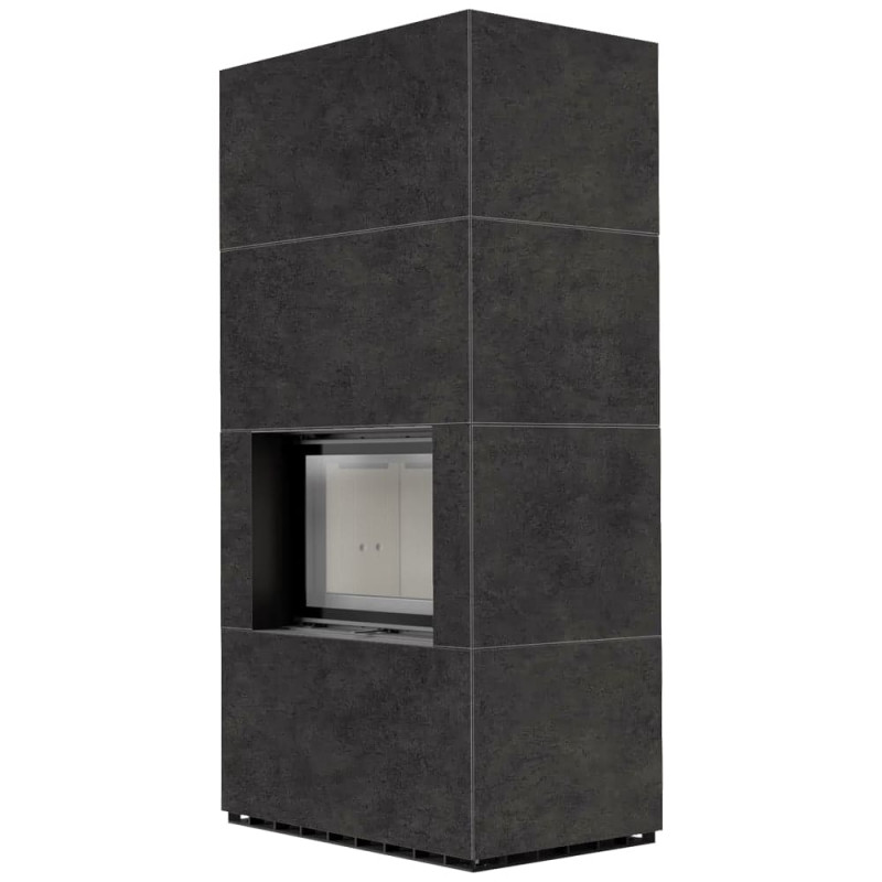 Камин Kratki FLOKI BOX 8 kW Ø 160 в строении из керамогранита FOKOS GRAFITE