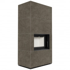 Камин Kratki FLOKI BOX 8 kW Ø 160 в строении из керамогранита FOKOS PIOMBO