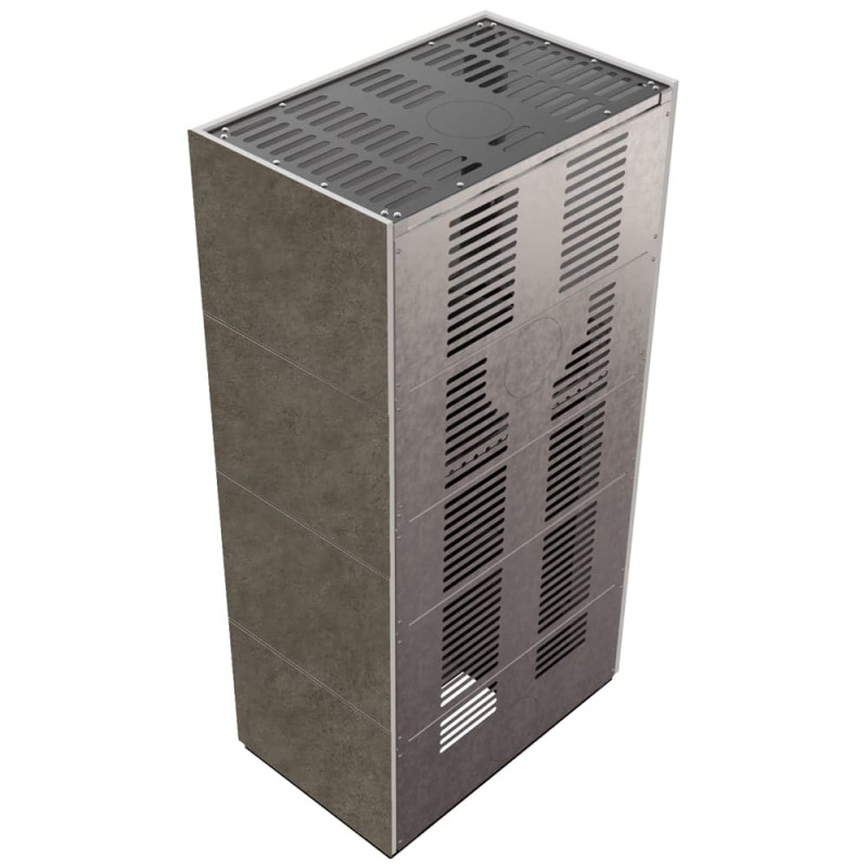 Камін Kratki FLOKI BOX 8 kW Ø 160 в обудові з керамограніту  FOKOS PIOMBO