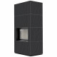 Камин Kratki FLOKI BOX 8 kW Ø 160 в строении из керамогранита NATURALI ARDESIA NERO A SPACCO