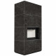 Камин Kratki FLOKI BOX 8 kW Ø 160 в устройстве из керамогранита NATURALI NERO GRECO