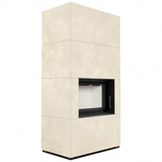 Камин Kratki FLOKI BOX 8 kW Ø 160 в строении из керамогранита OXIDE BIANCO