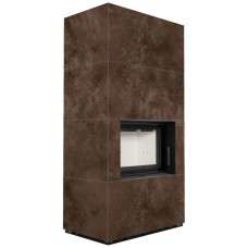 Камин Kratki FLOKI BOX 8 kW Ø 160 в строении из керамогранита OXIDE MORO