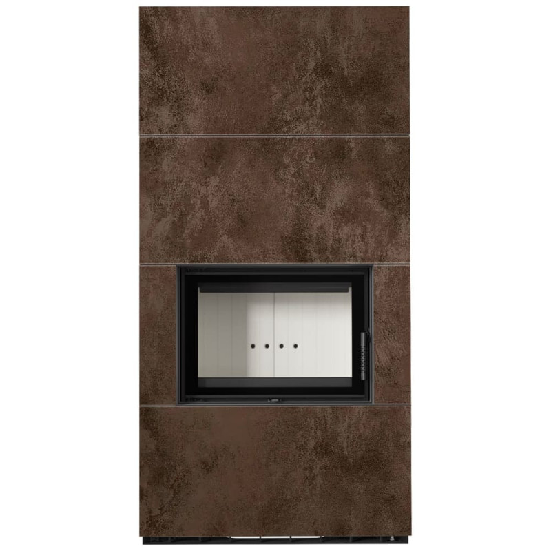 Камин Kratki FLOKI BOX 8 kW Ø 160 в строении из керамогранита OXIDE MORO