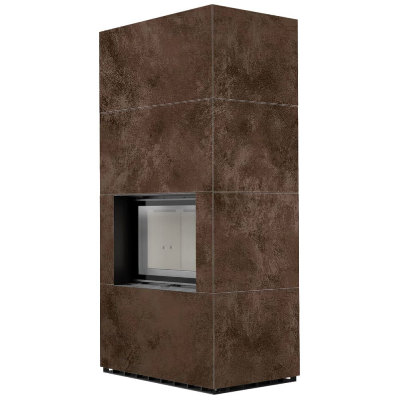 Камин Kratki FLOKI BOX 8 kW Ø 160 в строении из керамогранита OXIDE MORO