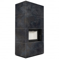 Камин Kratki FLOKI BOX 8 kW Ø 160 в строении из керамогранита OSSIDO NERO