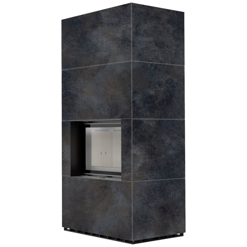 Камин Kratki FLOKI BOX 8 kW Ø 160 в строении из керамогранита OSSIDO NERO