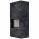 Камин Kratki FLOKI BOX 8 kW Ø 160 в строении из керамогранита OSSIDO NERO