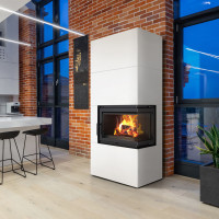 Камин Kratki SIMPLE 12 BS правая в строении BOX стальной - белый