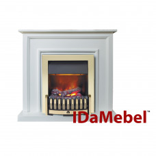 Каминакомплект IDaMebel Adele Белый Danville Antic Brass с паровым камином, с настоящим 3D эффектом пламени и обогревом