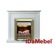Каминокомплект IDaMebel Adele Белый Danville Brass с паровым камином, с настоящим 3D эффектом пламени и обогревом