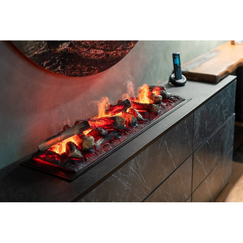 Электрокамин паровой A-Fire Cassette SF100 LOG Multicolor с настоящим 3D эффектом пламени, звуком, дровами и цветным пламенем