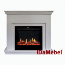 Каминокомплект IDaMebel Montreal Белый V-Art 25 с 5D пламенем, обогревом, звуком и дровами.