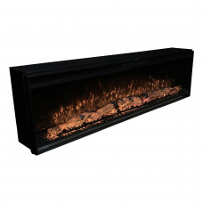 Электрокамин с обогревом Royal Vision 60 LOG Color N со звуком, дровами, размер 1556x426x225