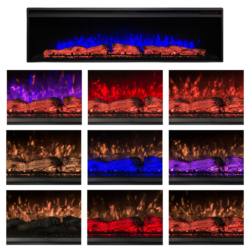 Электрокамин с обогревом Royal Vision 60 LOG Color N со звуком, дровами, размер 1556x426x225