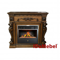 Каминокомплект IDaMebel Seville дубовый (1196x1120x356) с паровым камином Etna SF 05 с настоящим 3D эффектом пламени, обогревом, звуком и дровами.