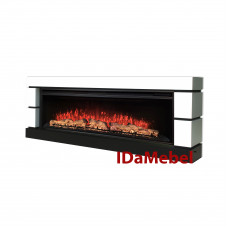 Каминокомплект IDaMebel Blanca бело-черный (1861x697x303) с камином Vision 60 LOG Color с реалистичными дровами, обогревом, цветом и звуком.