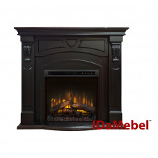 Каминокомплект IDaMebel Paris венге (1300x1180x450) с камином Symphony XHD 28 с реалистичными дровами, обогревом, цветами.