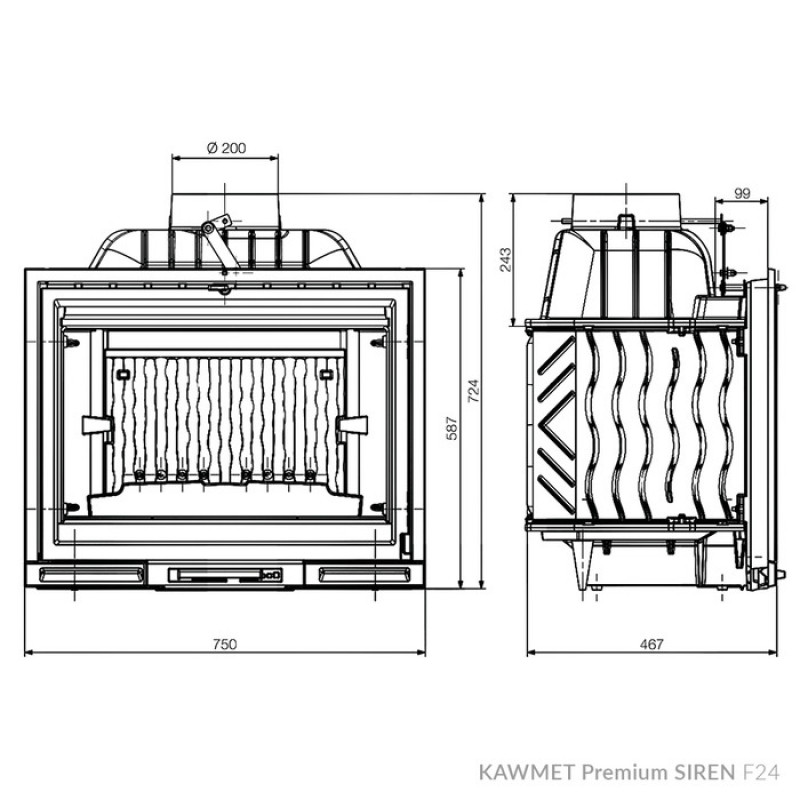 Камінна топка KAWMET Premium SIREN F24