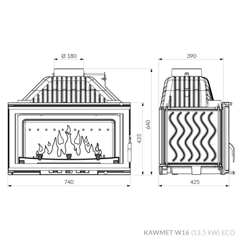 Камінна топка KAWMET W16 (13.5 kW) ECO