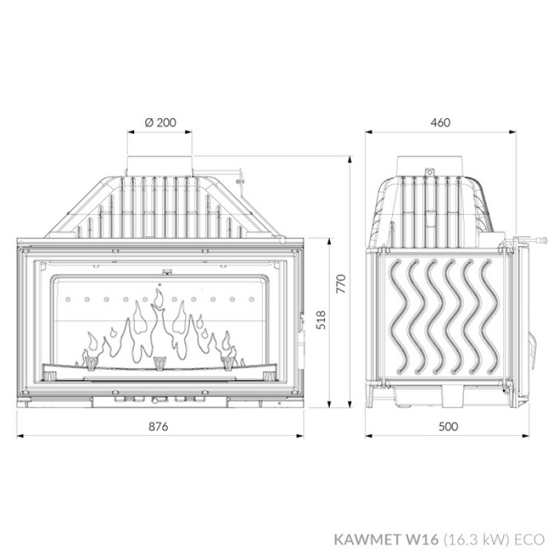 Камінна топка KAWMET W16 (16.3 kW) ECO