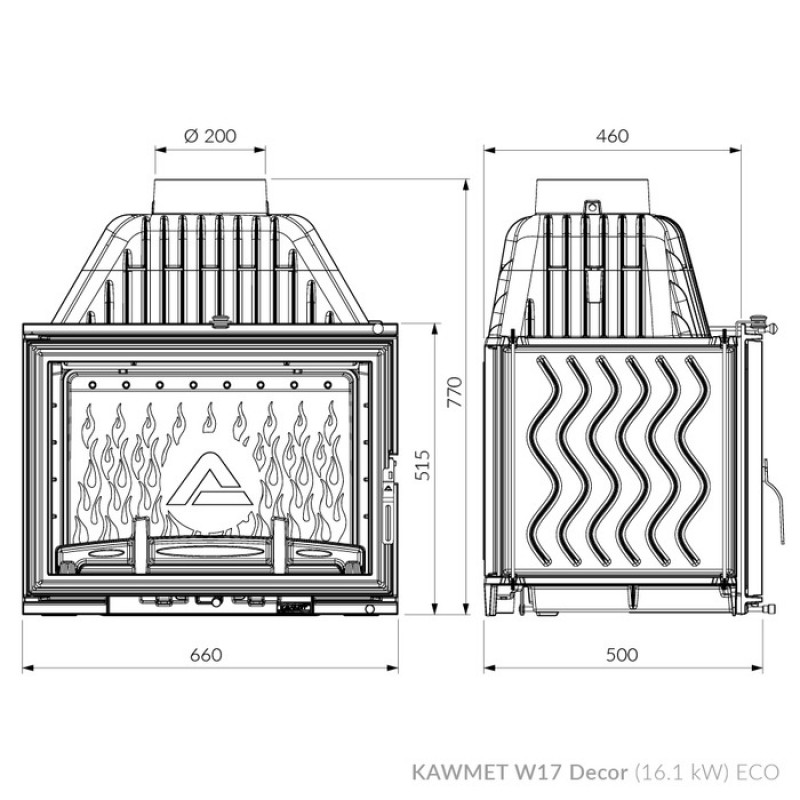Камінна топка KAWMET W17 Dekor (16.1 kW) EСO