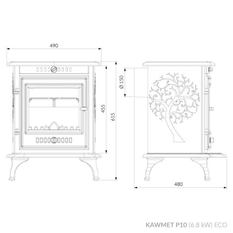 Чугунная печь KAWMET P10 (6.8 kW) ECO