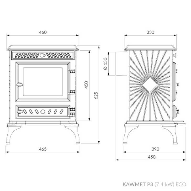 Чугунная печь KAWMET P3 (7.4 kW) ECO