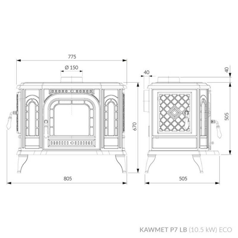 Чавунна піч KAWMET P7 LB (10.5 kW) ECO
