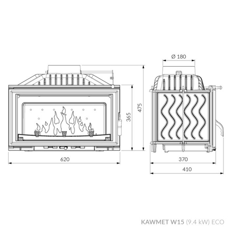 Камінна топка KAWMET W15 (9.4 kW) EСO