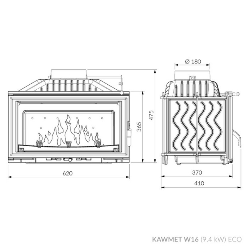 Камінна топка KAWMET W16 (9.4 kW) EСO