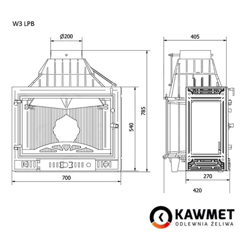 Камінна топка KAWMET W3 PLB (16.7 kW)
