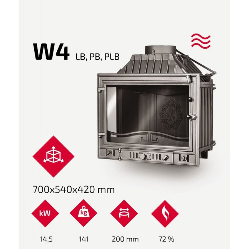 Камінна топка KAWMET W4 PLB (14.5 kW)