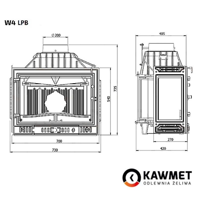 Камінна топка KAWMET W4 PLB (14.5 kW)