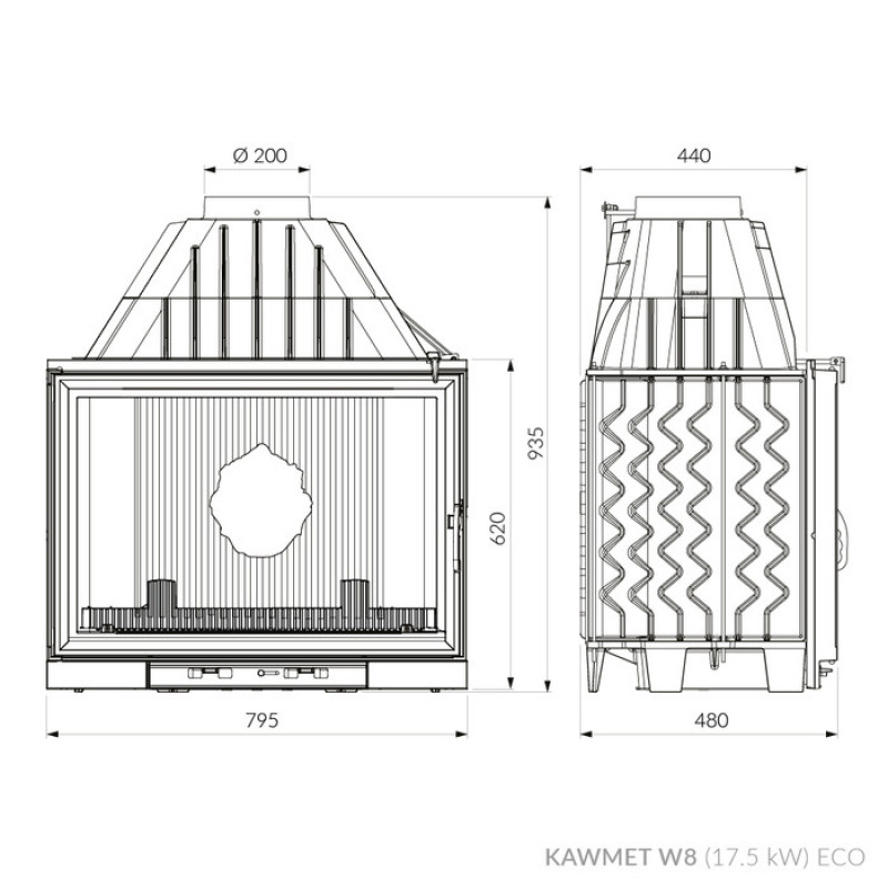 Камінна топка KAWMET W8 (17.5 kW) EСO