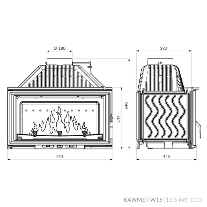 Камінна топка KAWMET W15 (13.5 kW) ECO