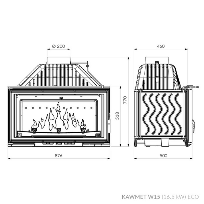 Камінна топка KAWMET W15 (16.3 kW) ECO