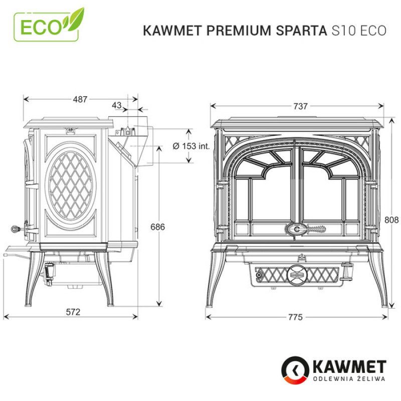 Чугунная печь KAWMET Premium SPARTA S10 ECO