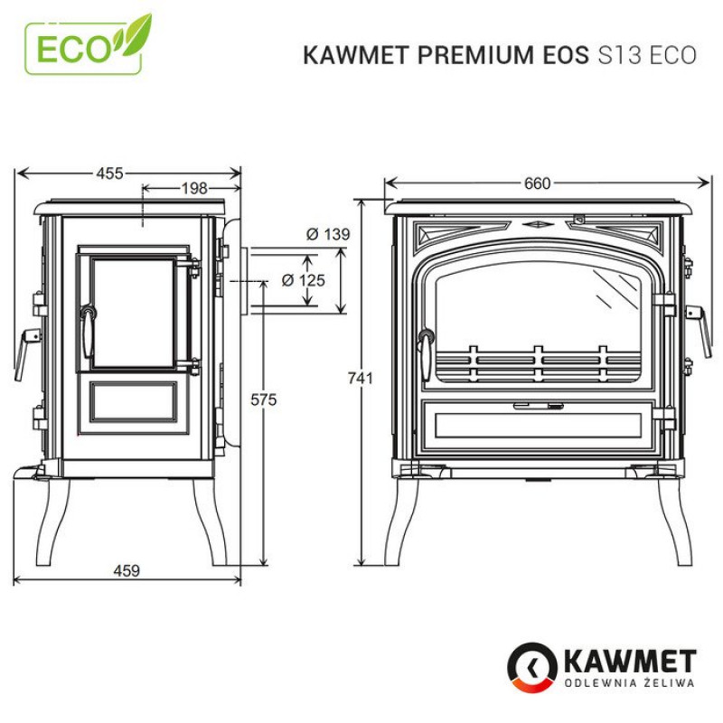 Чугунная печь KAWMET Premium EOS S13 ECO