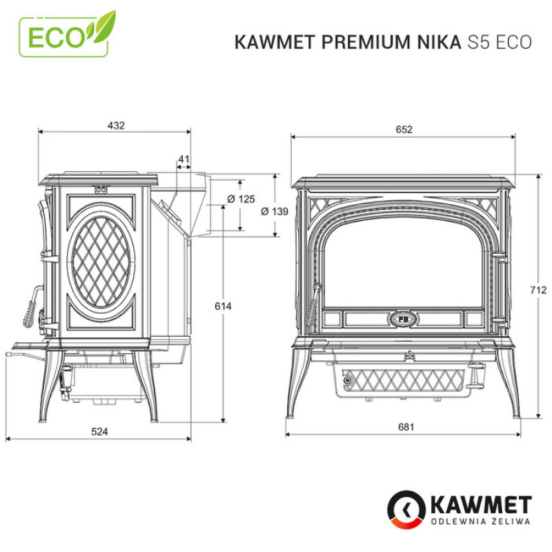 Чугунная печь KAWMET Premium NIKA S5 ECO