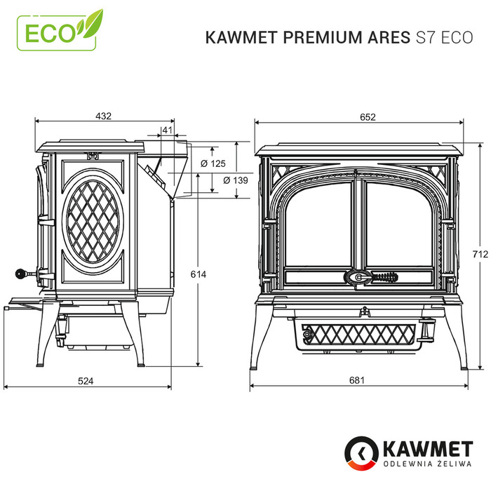 Чугунная печь KAWMET Premium ARES S7 ECO. Фото 38