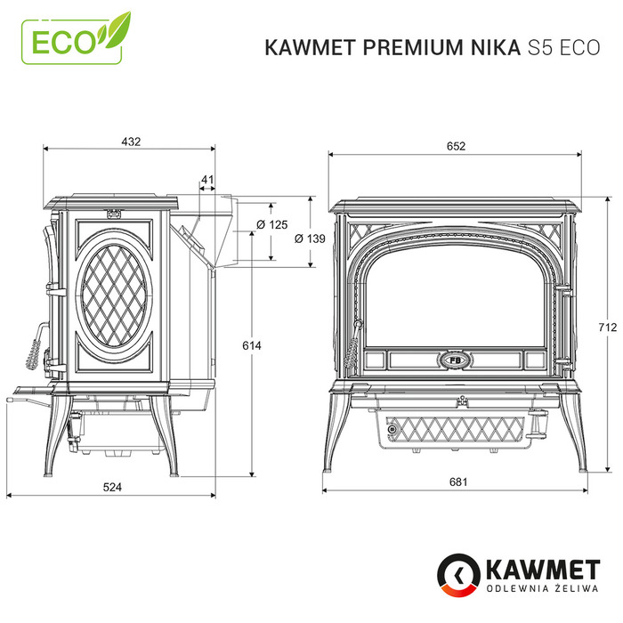 Чугунная печь KAWMET Premium NIKA S5 ECO.