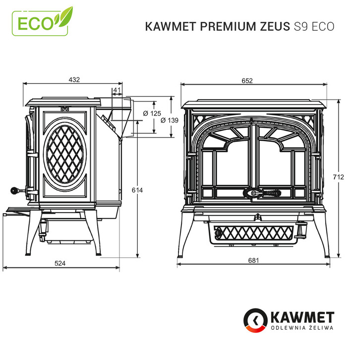 Чугунная печь KAWMET Premium ZEUS S9 ECO. Фото 30