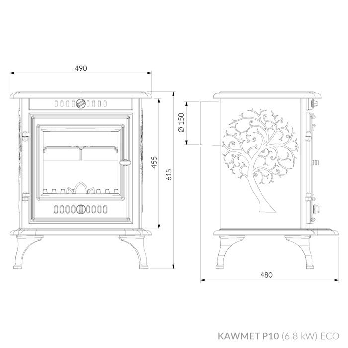 Чугунная печь KAWMET P10 (6.8 kW) ECO.